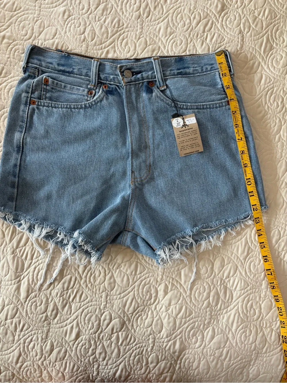 Levis Upcycled Frayed Hem Jean Shorts